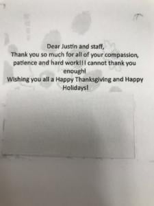 Thank you note from disability insurance client Frankel Newfield