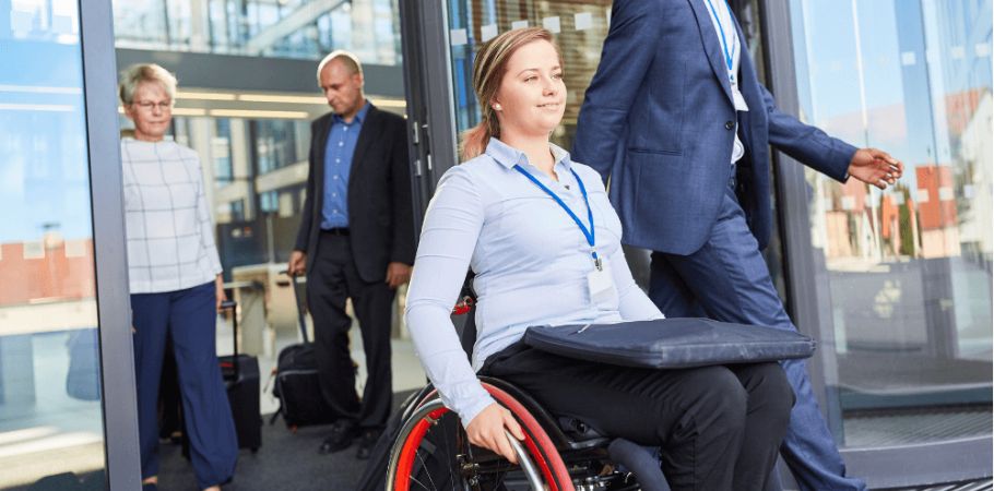 Woman in the workforce in a wheelchair